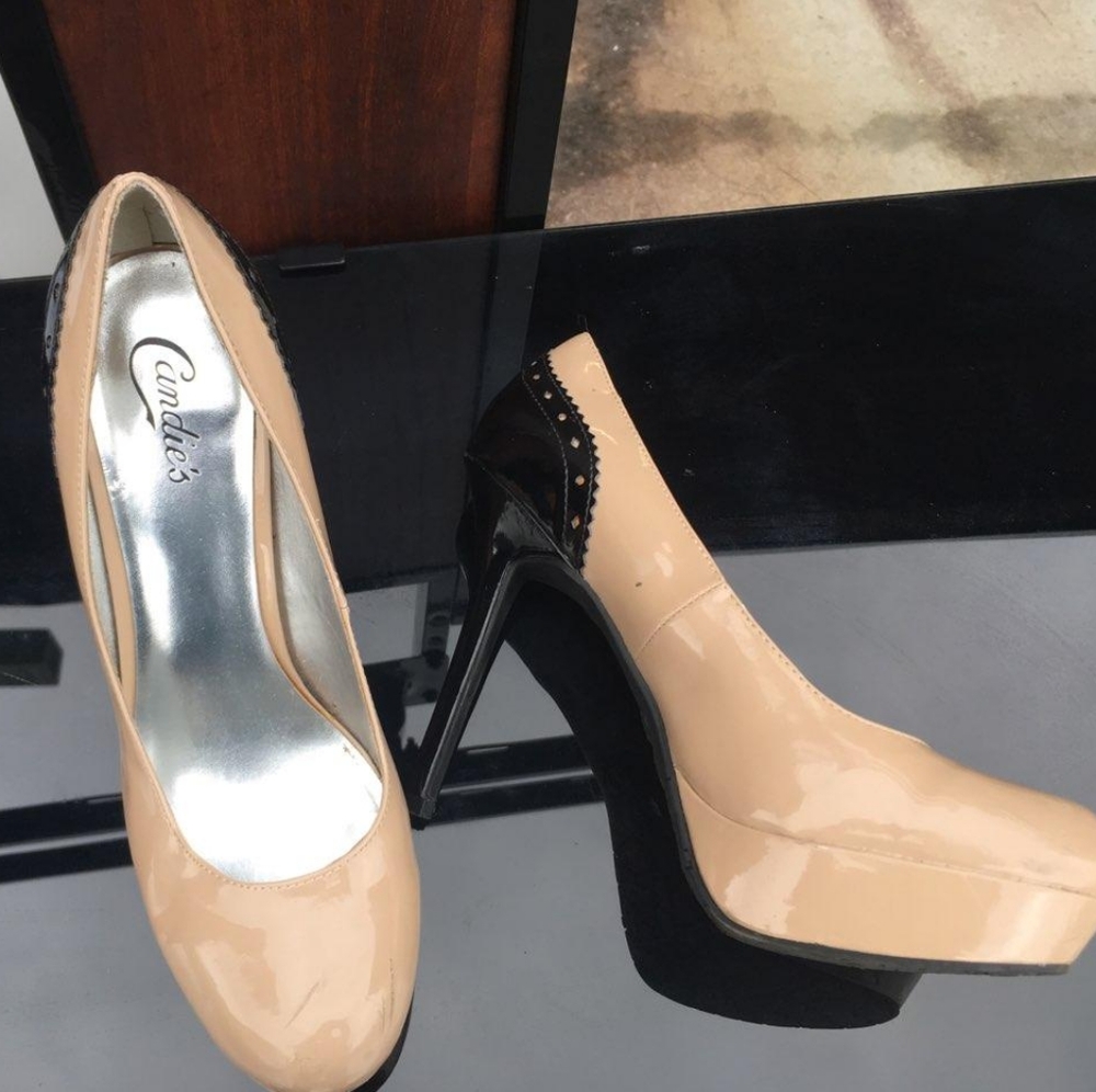 Tan and black heals